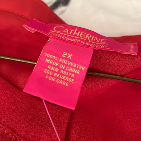 Catherine Malandrino Rustic Tab-Sleeve Crepe Overlay Hi-Low Tunic size 2X NWT - Picture 11 of 11